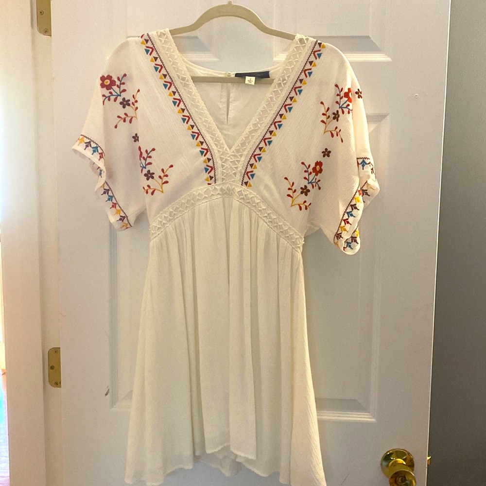 White sundress. Brand is Blue Rain (originally bought from Francesca’s)